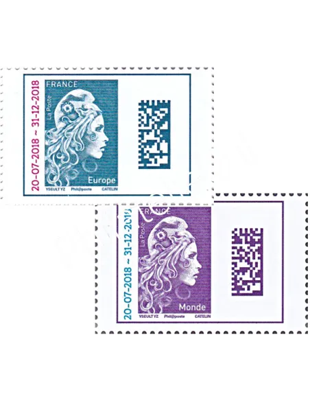 timbres n° 5270 et 5271, Marianne l'engagée 2018 surchargé, collection timbres France