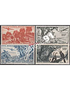 Timbres d'Afrique Équatoriale Française P.A. n° 50 à 53, Paysages et Faunes