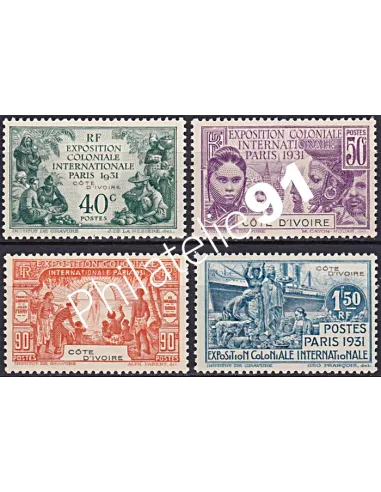 Timbres de Côte d'Ivoire n° 84 à 87, timbres Colonies Françaises