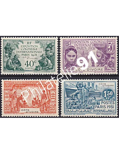 Timbres de Côte d'Ivoire n° 84 à 87, timbres Colonies Françaises