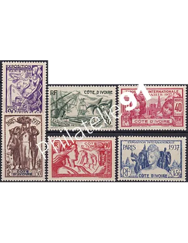 Côte d'Ivoire n° 133 à 138, Collection timbres Colonies Françaises