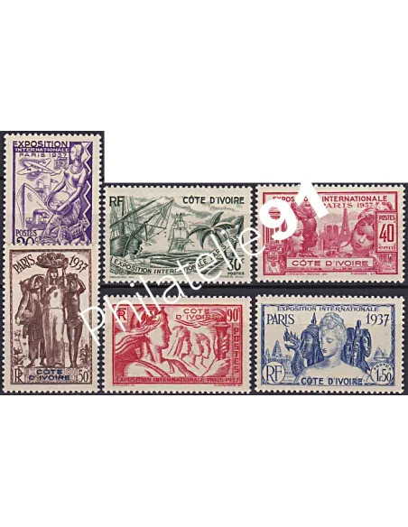Côte d'Ivoire n° 133 à 138, Collection timbres Colonies Françaises
