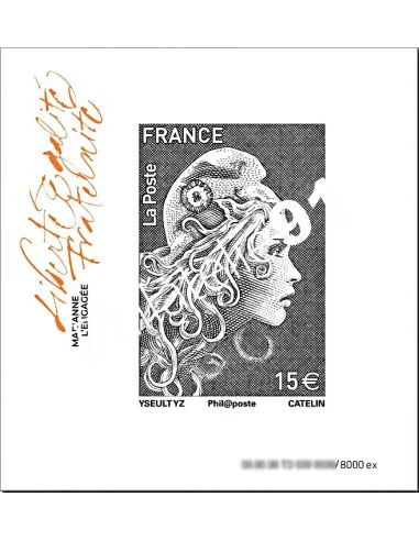 f5258b,Marianne l'engagée non dentelée, noire, collection timbres France