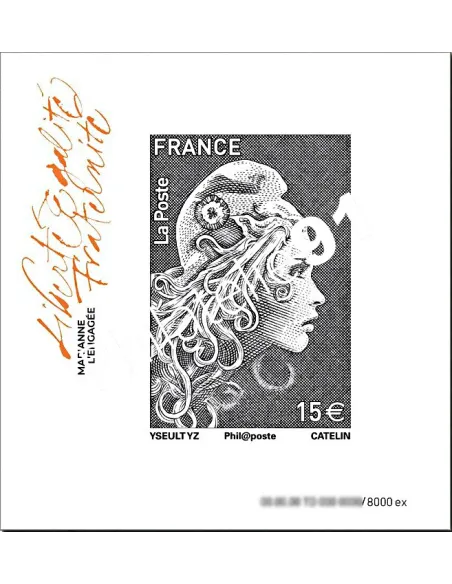 f5258b,Marianne l'engagée non dentelée, noire, collection timbres France