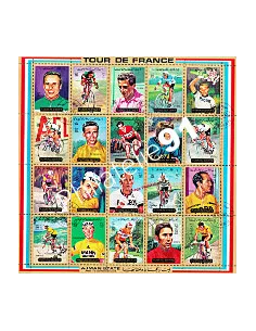 Timbres  d'Ajman - Feuille n° 1351 à 1370 - Thématique: Vélos
