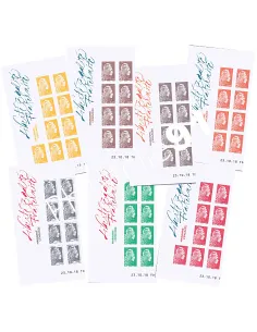7 coins datés de la Marianne l'engagée non dentelée, collection timbres France