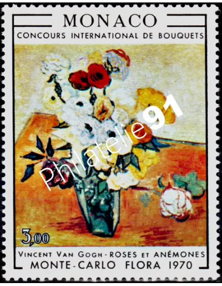 Timbre de MONACO n° 817 - Floralies - Concours de bouquets. Tableau de Van Gogh