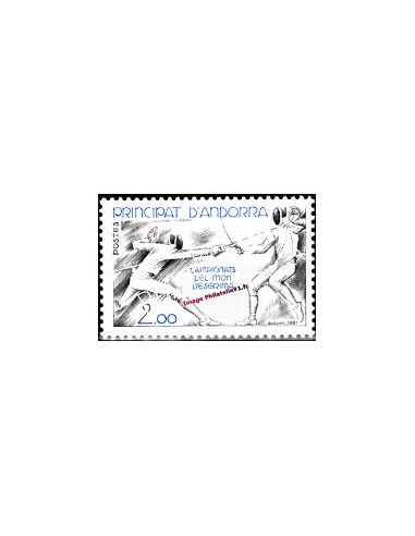 Timbre d'Andorre Français n°  296 - Thématique : Escrime