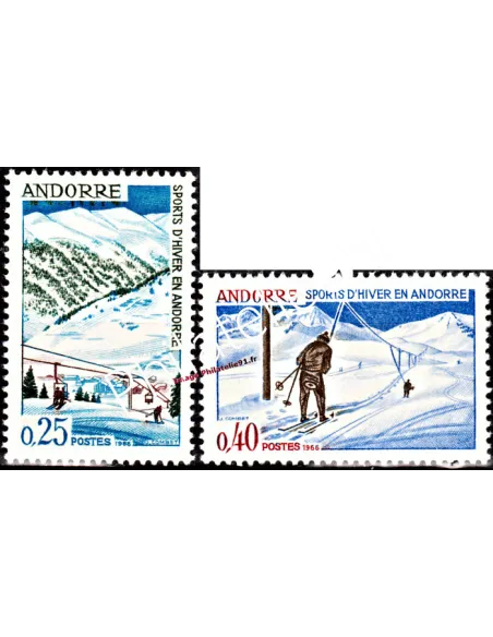 Timbres neufs d'Andorre Français n° 175 à 176 - Thématique : ski