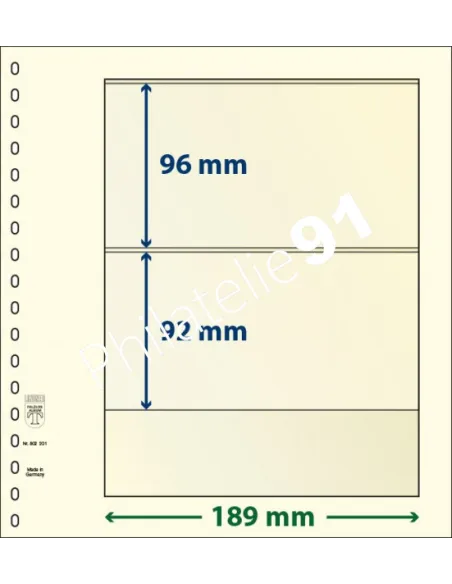 LINDNER, Feuilles neutres LINDNER-T, 2 Bandes, Matériel philatélique