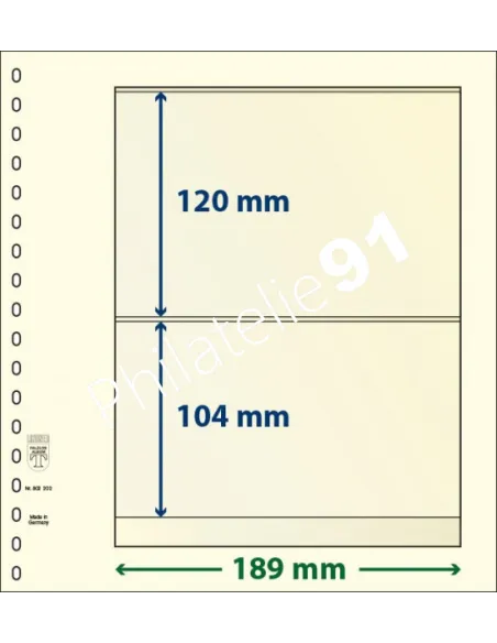 LINDNER, Feuilles neutres LINDNER-T, 2 Bandes, Matériel philatélique
