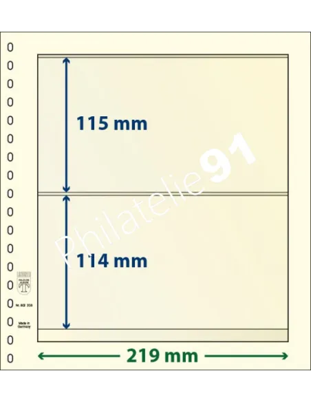 LINDNER, Feuilles neutres LINDNER-T, 2 Bandes, Matériel philatélique