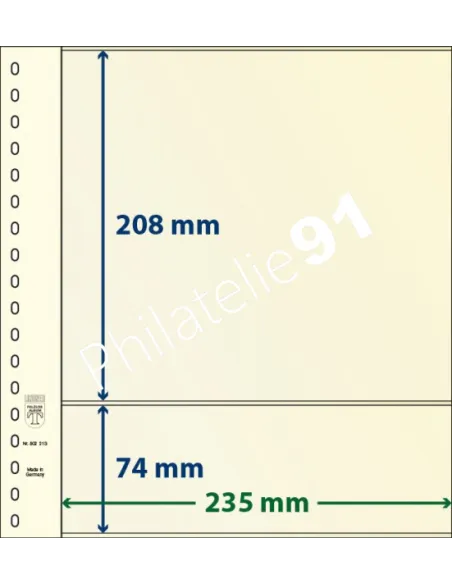 LINDNER, Feuilles neutres LINDNER-T, 2 Bandes, Matériel philatélique