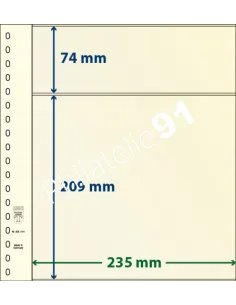 LINDNER, Feuilles neutres LINDNER-T, 2 Bandes, Matériel philatélique