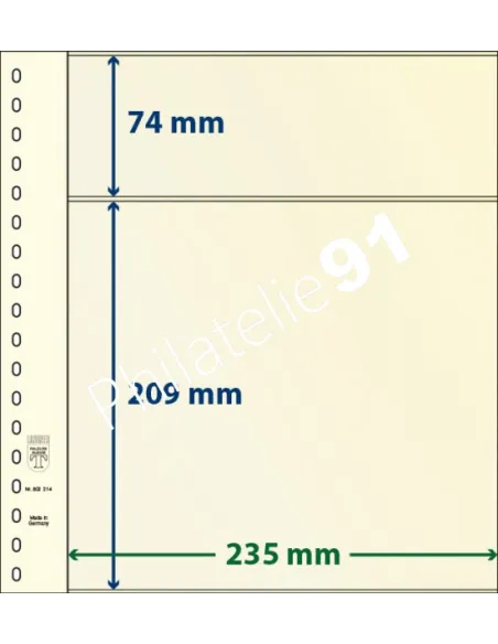 LINDNER, Feuilles neutres LINDNER-T, 2 Bandes, Matériel philatélique