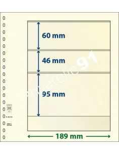 LINDNER, Feuilles neutres LINDNER-T, 3 Bandes, Matériel philatélique