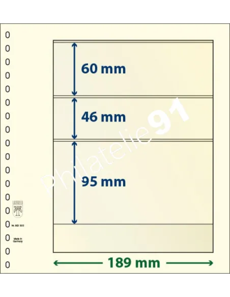 LINDNER, Feuilles neutres LINDNER-T, 3 Bandes, Matériel philatélique