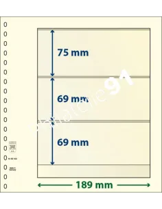 LINDNER, Feuilles neutres LINDNER-T, 3 Bandes, Matériel philatélique