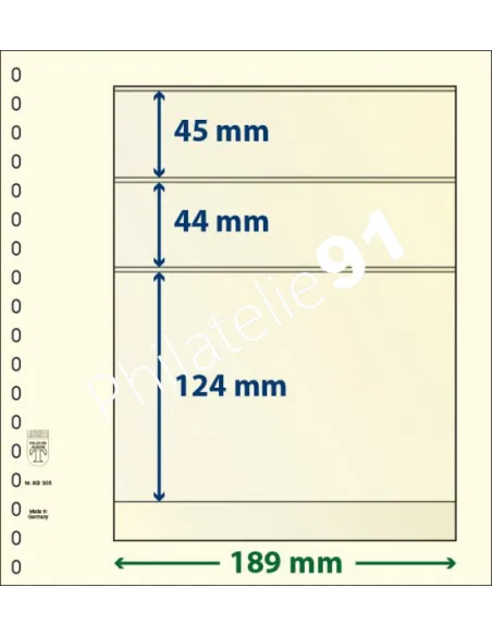 LINDNER, Feuilles neutres LINDNER-T, 3 Bandes, Matériel philatélique