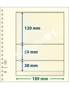 LINDNER, Feuilles neutres LINDNER-T, 3 Bandes, Matériel philatélique