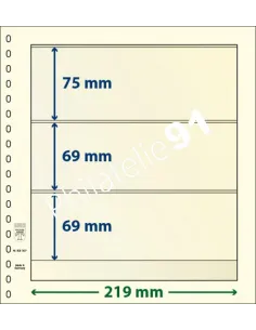 LINDNER, Feuilles neutres LINDNER-T, 3 Bandes, Matériel philatélique