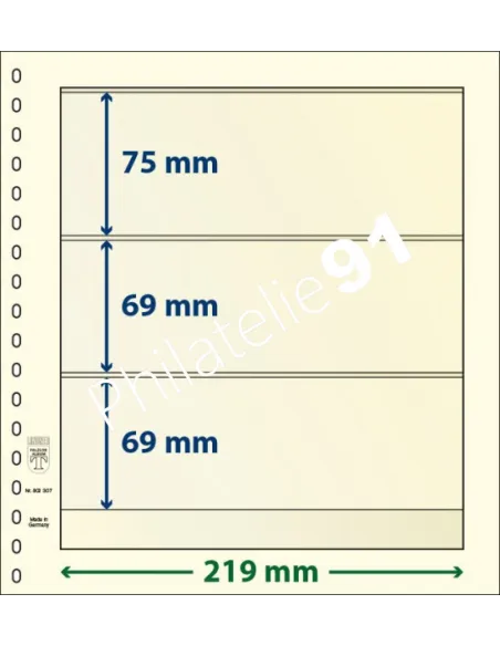 LINDNER, Feuilles neutres LINDNER-T, 3 Bandes, Matériel philatélique