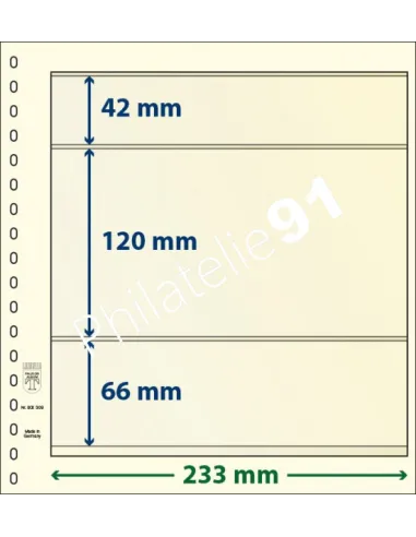 LINDNER, Feuilles neutres LINDNER-T, 3 Bandes, Matériel philatélique