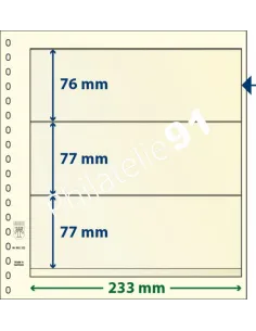 LINDNER, Feuilles neutres LINDNER-T, 3 Bandes, Matériel philatélique