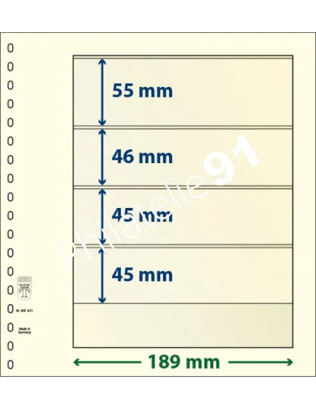 LINDNER, Feuilles neutres LINDNER-T, 4 Bandes, Matériel philatélique
