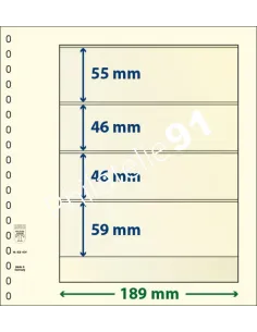 LINDNER, Feuilles neutres LINDNER-T, 4 Bandes, Matériel philatélique