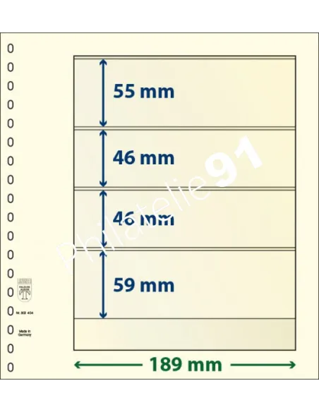 LINDNER, Feuilles neutres LINDNER-T, 4 Bandes, Matériel philatélique