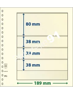 LINDNER, Feuilles neutres LINDNER-T, 4 Bandes, Matériel philatélique