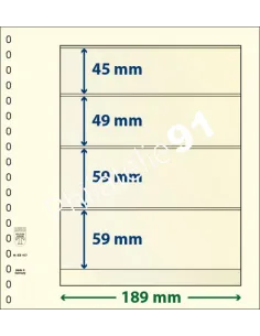 LINDNER, Feuilles neutres LINDNER-T, 4 Bandes, Matériel philatélique