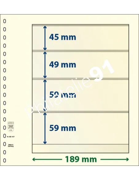 LINDNER, Feuilles neutres LINDNER-T, 4 Bandes, Matériel philatélique