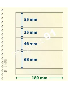 LINDNER, Feuilles neutres LINDNER-T, 4 Bandes, Matériel philatélique