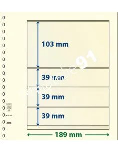 LINDNER, Feuilles neutres LINDNER-T, 4 Bandes, Matériel philatélique