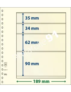 LINDNER, Feuilles neutres LINDNER-T, 4 Bandes, Matériel philatélique