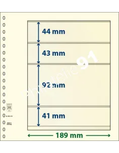 LINDNER, Feuilles neutres LINDNER-T, 4 Bandes, Matériel philatélique