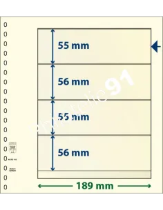 LINDNER, Feuilles neutres LINDNER-T, 4 Bandes, Matériel philatélique