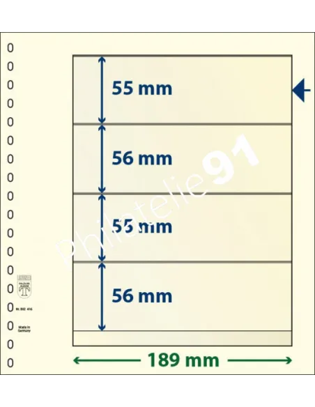 LINDNER, Feuilles neutres LINDNER-T, 4 Bandes, Matériel philatélique