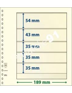LINDNER, Feuilles neutres LINDNER-T, 5 Bandes, Matériel philatélique