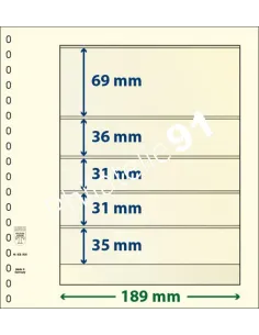 LINDNER, Feuilles neutres LINDNER-T, 5 Bandes, Matériel philatélique