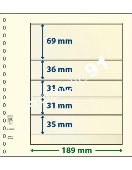 LINDNER, Feuilles neutres LINDNER-T, 5 Bandes, Matériel philatélique
