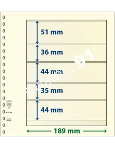 LINDNER, Feuilles neutres LINDNER-T, 5 Bandes, Matériel philatélique