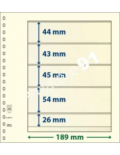 LINDNER, Feuilles neutres LINDNER-T, 5 Bandes, Matériel philatélique
