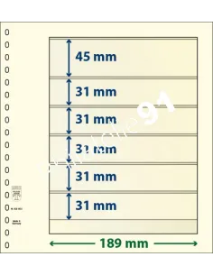 LINDNER, Feuilles neutres LINDNER-T, 6 Bandes, Matériel philatélique