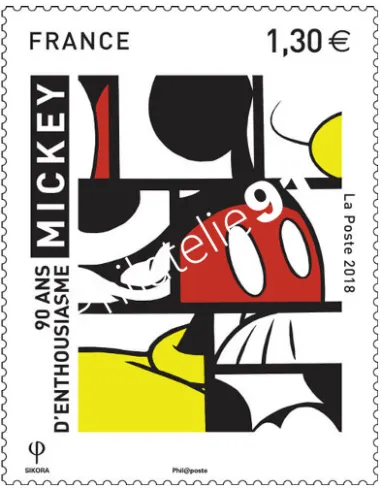Timbre n° 5259, Mickey, 90 ans d’enthousiasme, timbres France