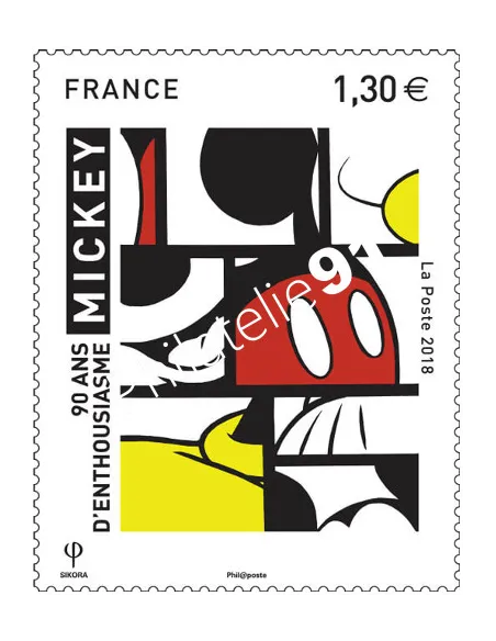 Timbre n° 5259, Mickey, 90 ans d’enthousiasme, timbres France