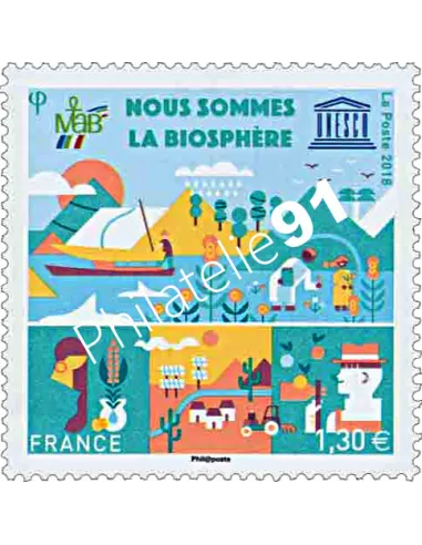 Timbre de service de l’Unesco : Nous sommes la biosphère, timbres France
