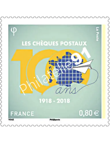 Timbre n° 5274, Centenaire des chèques postaux, timbres France